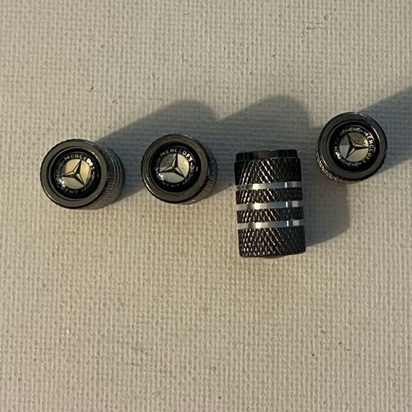 Mercedes Benz logo valve Stem caps in Gray set of 4 NWT - Picture 1 of 4
